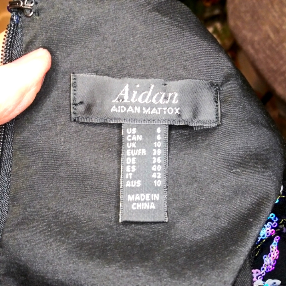 Aidan By Aidan Mattox Halter Neck Style Blue/Multi Sequin Covered Cocktail Dress - Picture 11 of 14